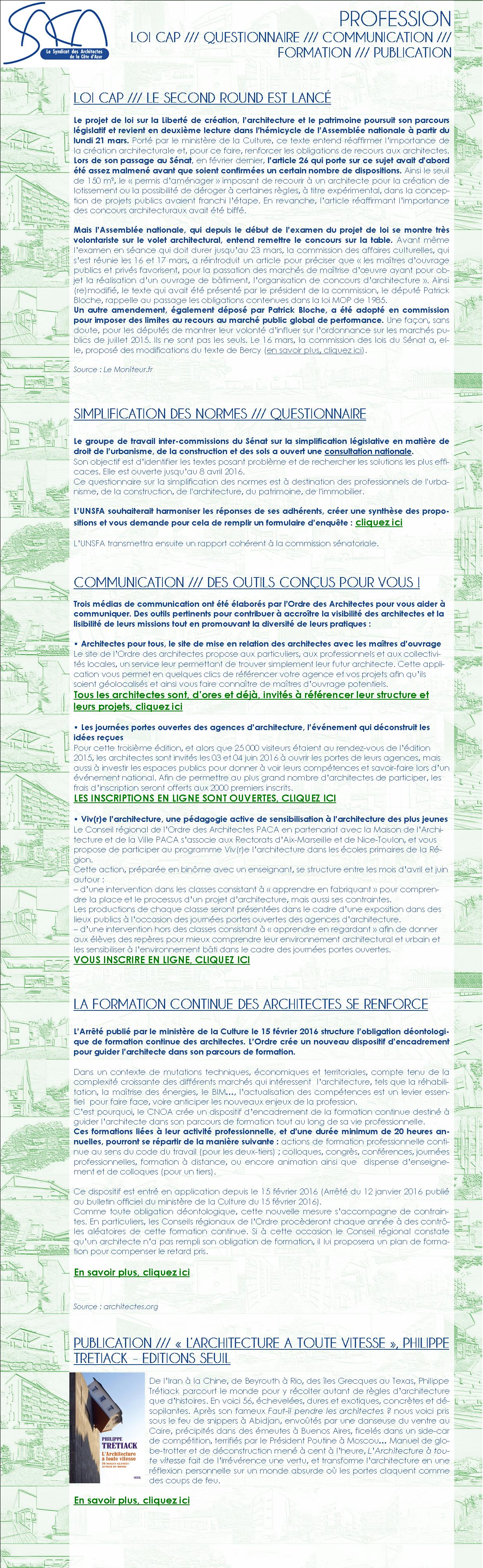 PROFESSION LOI CAP /// QUESTIONNAIRE /// COMMUNICATION /// FORMATION